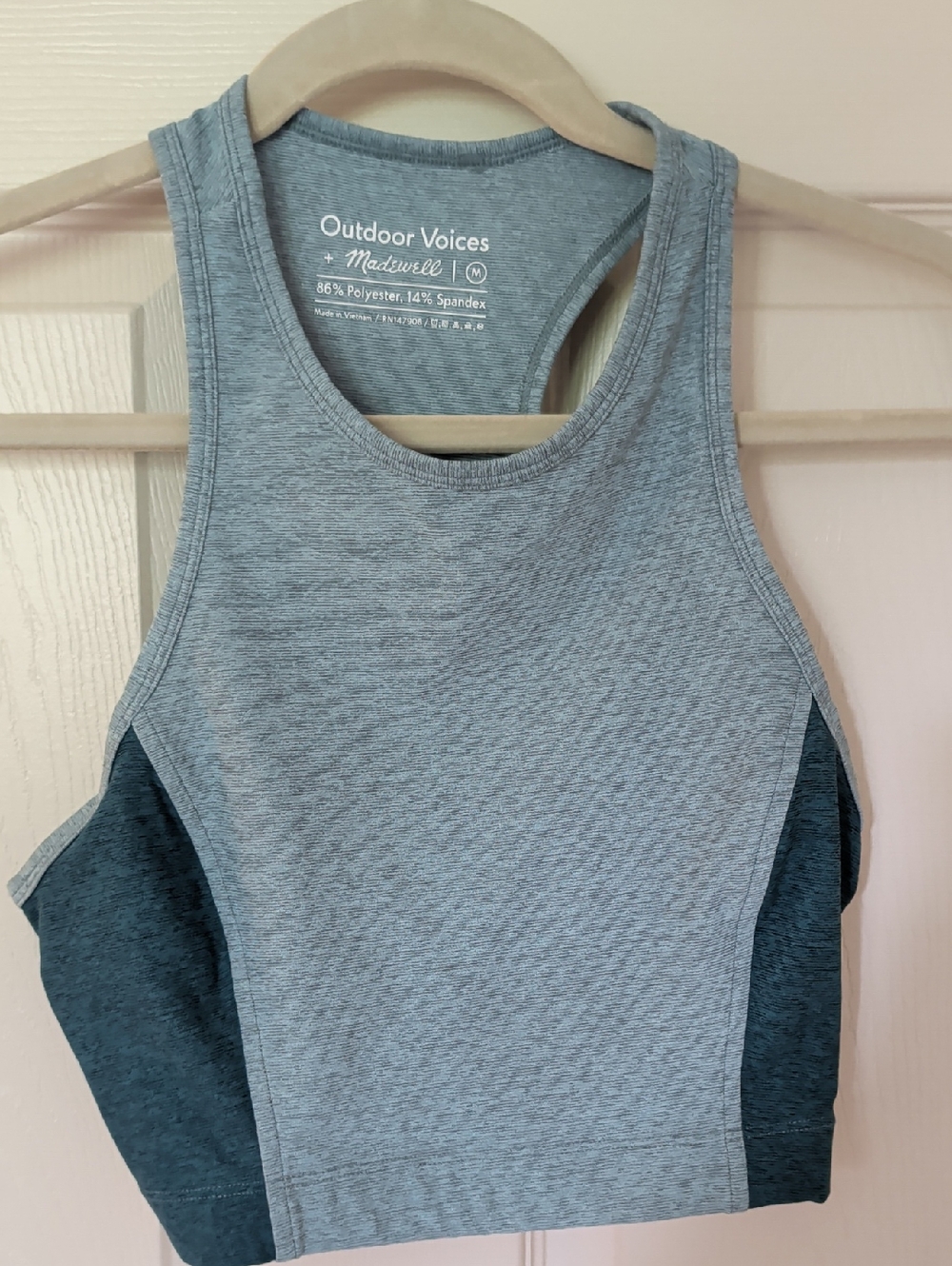 Outdoor Voices Heather Blue Racerback Crop Tank